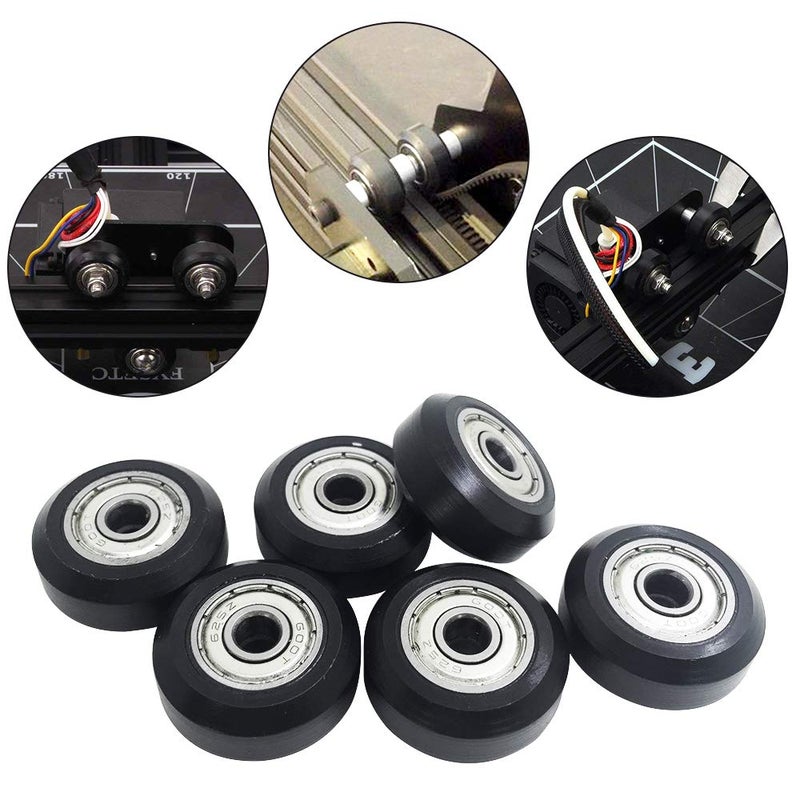 AFUNTA 12 Pcs Big Plastic Pulley Wheels with Bearings Gear Perlin for 3D Printer, Compatible with CR-10 / CR-10S / CNC Router Hybrid â€“ Black - Image 5